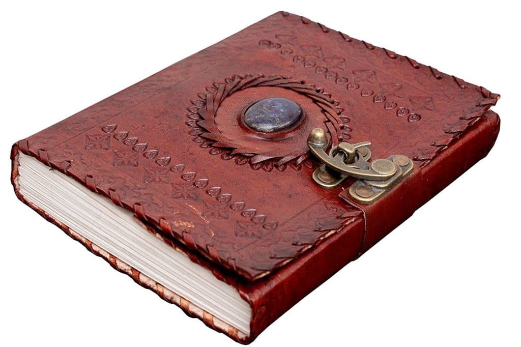 Craftshades – Metal Lock Single Stone Brown Embossed Design 7″5 Handcrafted Leather Journal/Diary 200 page | 100% Genuine Leather