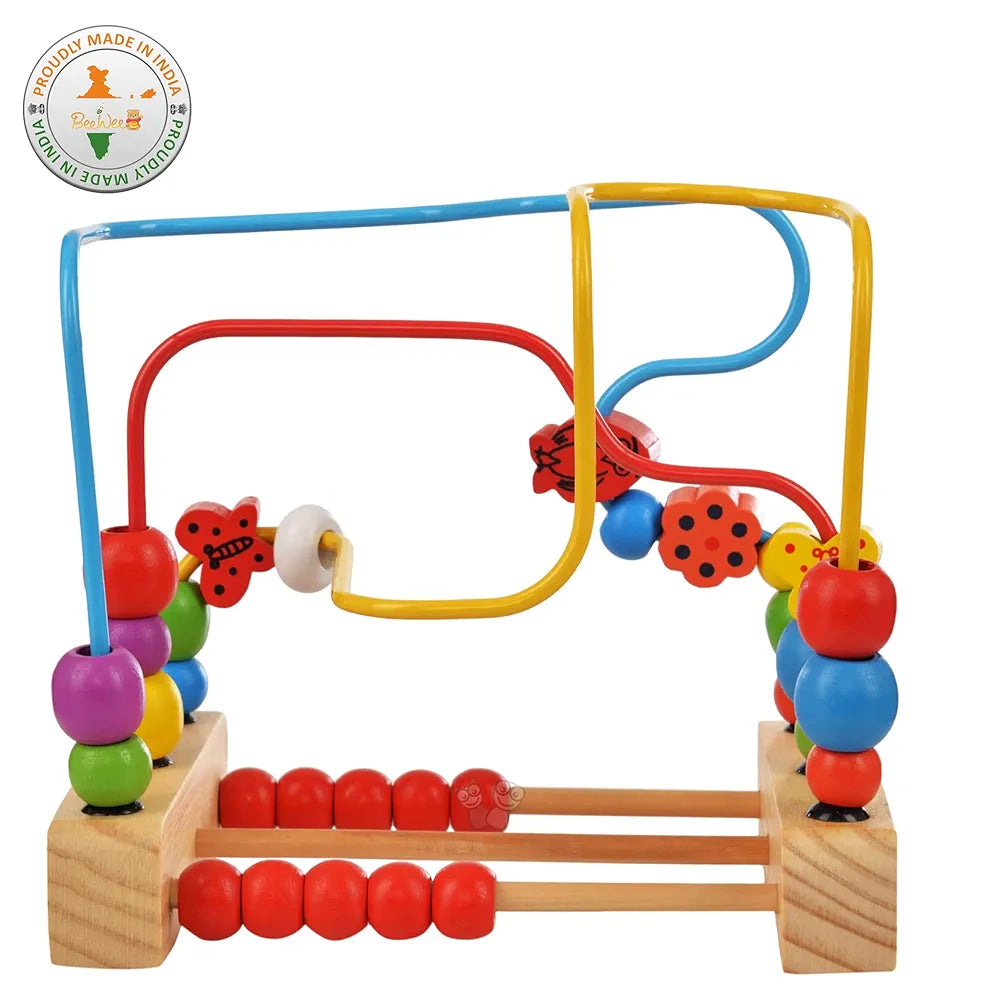 Trinkets & More - Wooden Beads Maze Puzzle Game Roller Coaster Toddler Large Abacus Learning Activity Centre Kids Educational Toys 12 Months+