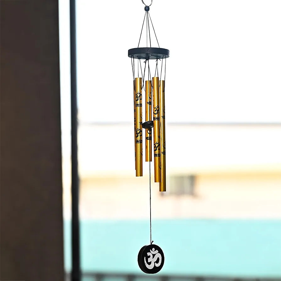 Wind Chimes Hanging Bells for Positive Energy Gold 5-Pipe Wind Chime -009