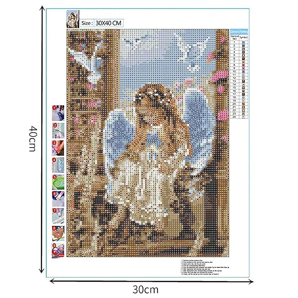 TREXEE 5D Diamond Painting by Number Kit for Adults | Full Drill AngelDiamond Painting Rhinestone Embroidery Pictures for Adults Kids Relaxation and Home Wall Decor