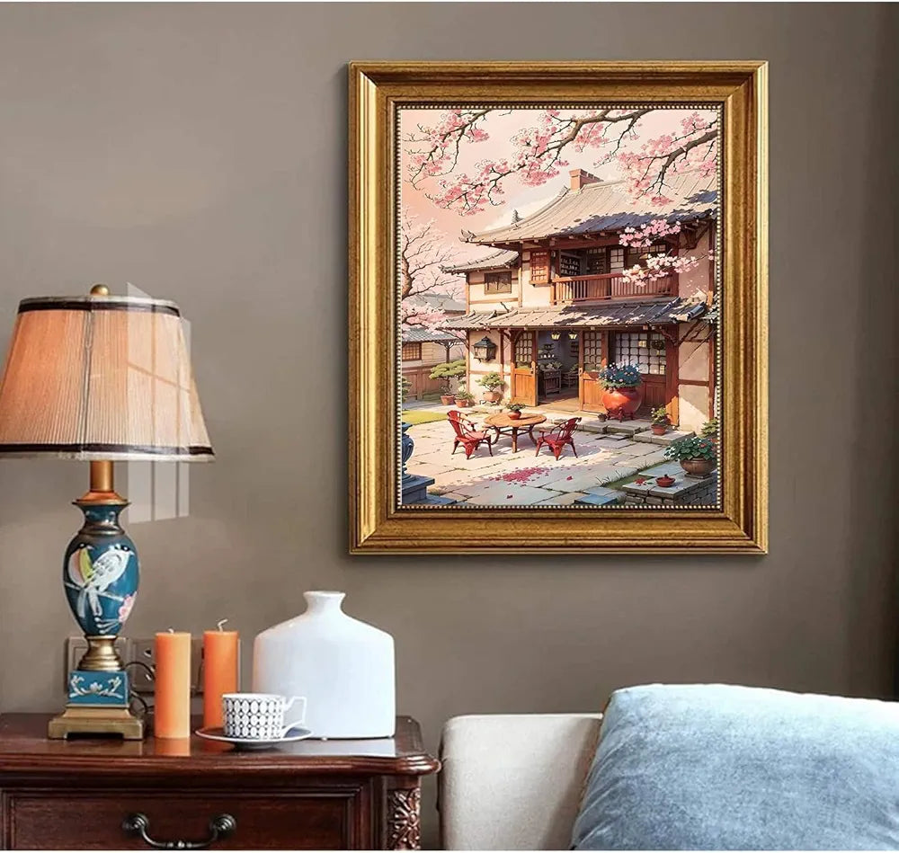 TREXEE Landscape Paint by Numbers for Adults & Kids -House Paint by Number on Canvas Without Frame,DIY Scenery Oil Painting for Gift Home Wall Decor