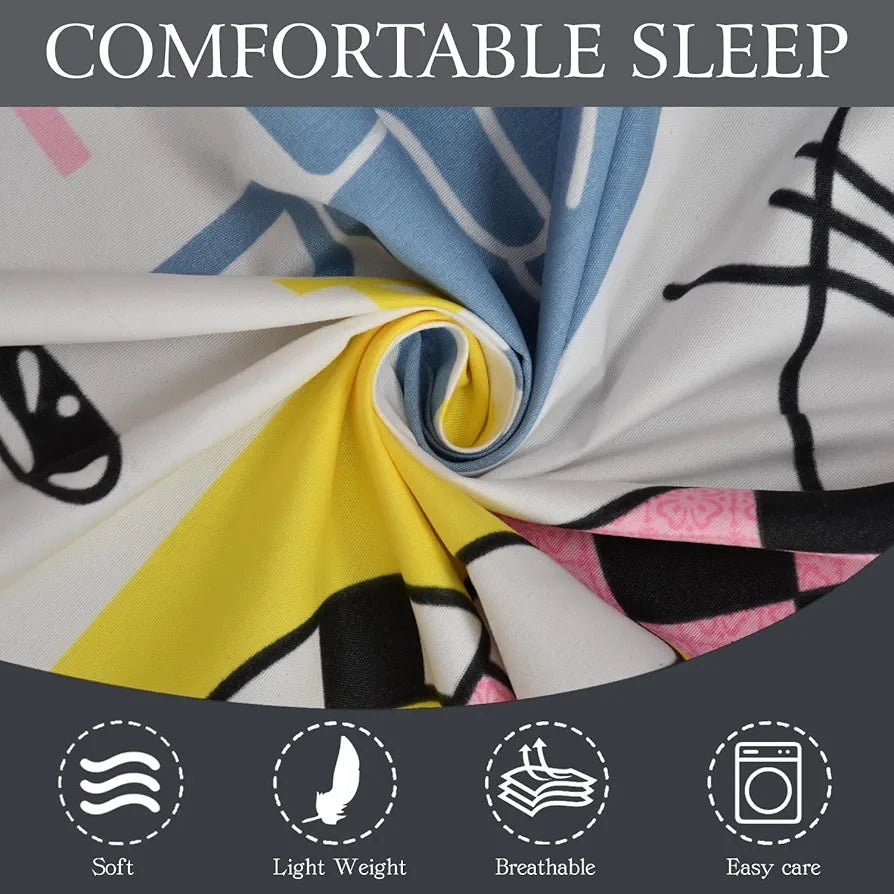 Fresh From Loom Double Bedsheet King Size Rotary Printed Wrinkle Free with 2 Pillow Covers 144 TC Aqua Pink