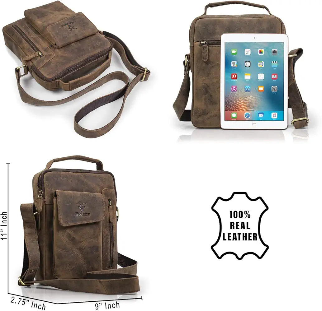 Goatter Hunter Leather 11”Inch Messenger Bag For Men GTHT-08