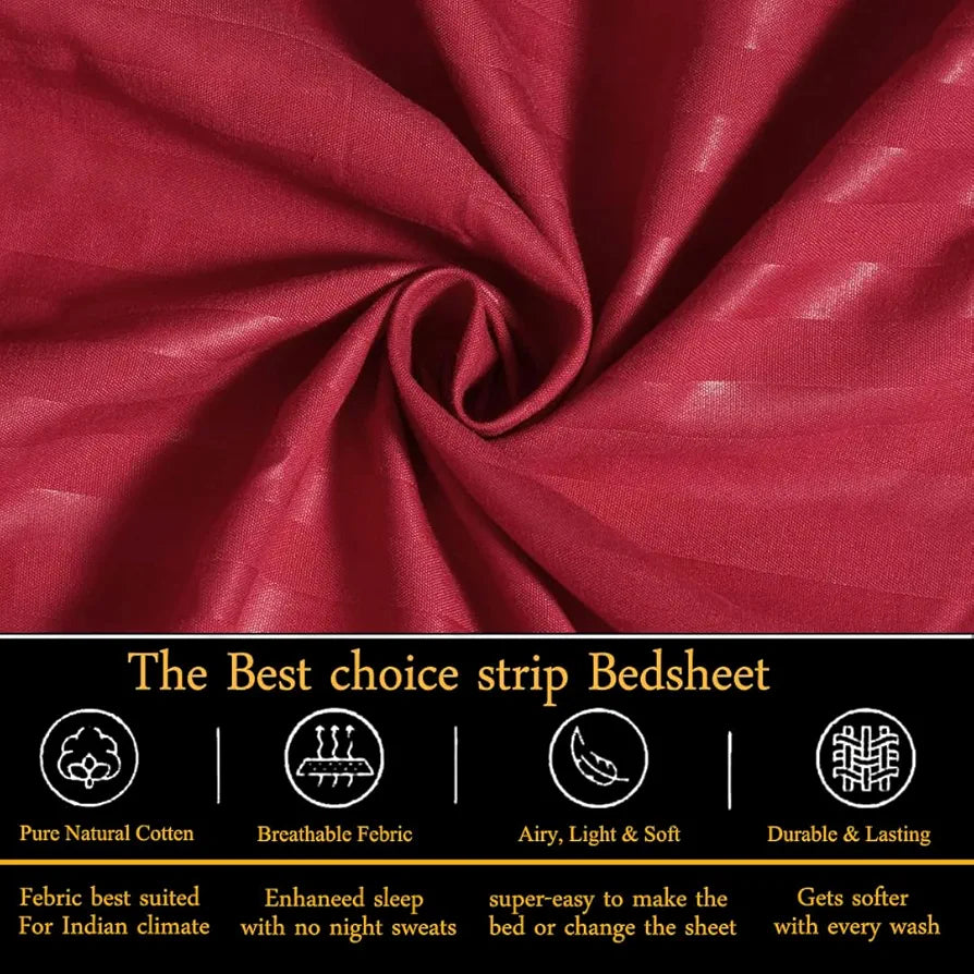 Fresh From Loom Microfiber Breathable Queen Size Double Bedsheet Set With 2 Pillow Covers 144 TC Maroon