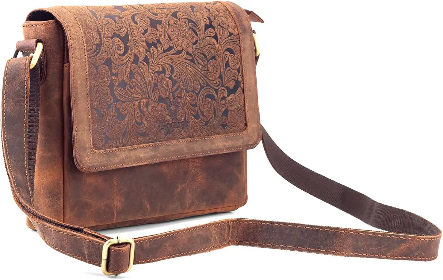 Goatter Hunter Leather Floral Sling Bag for Girls and Women,