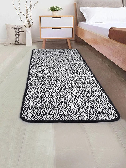 Saral Home Fleur Designer Soft Cotton Durable & Washable Multipurpose Runner Colour Balck