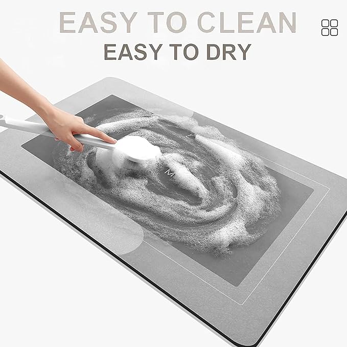 Story@Home Silicone Mat Water Absorbent Mats Non Slip Rectangular Shape Mat For Bathroom Charcoal Chic Colour