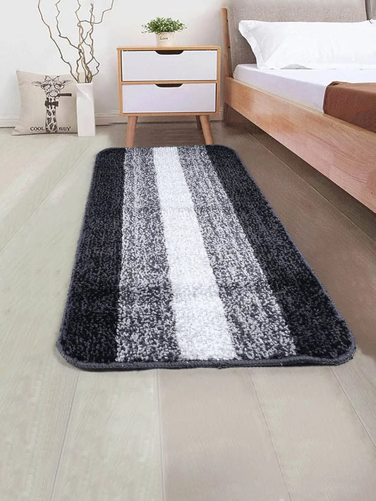 Saral Home Easy Living Microfiber Striped Rectangle Anti-skid Runner Colour Black