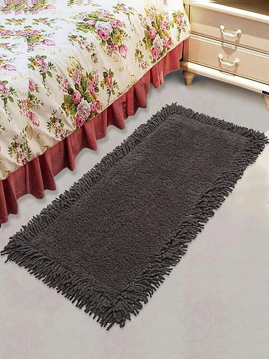 Saral Home Shaggy Soft Cotton Durable & Washable Multipurpose Bedside Runner Colour Dark Grey