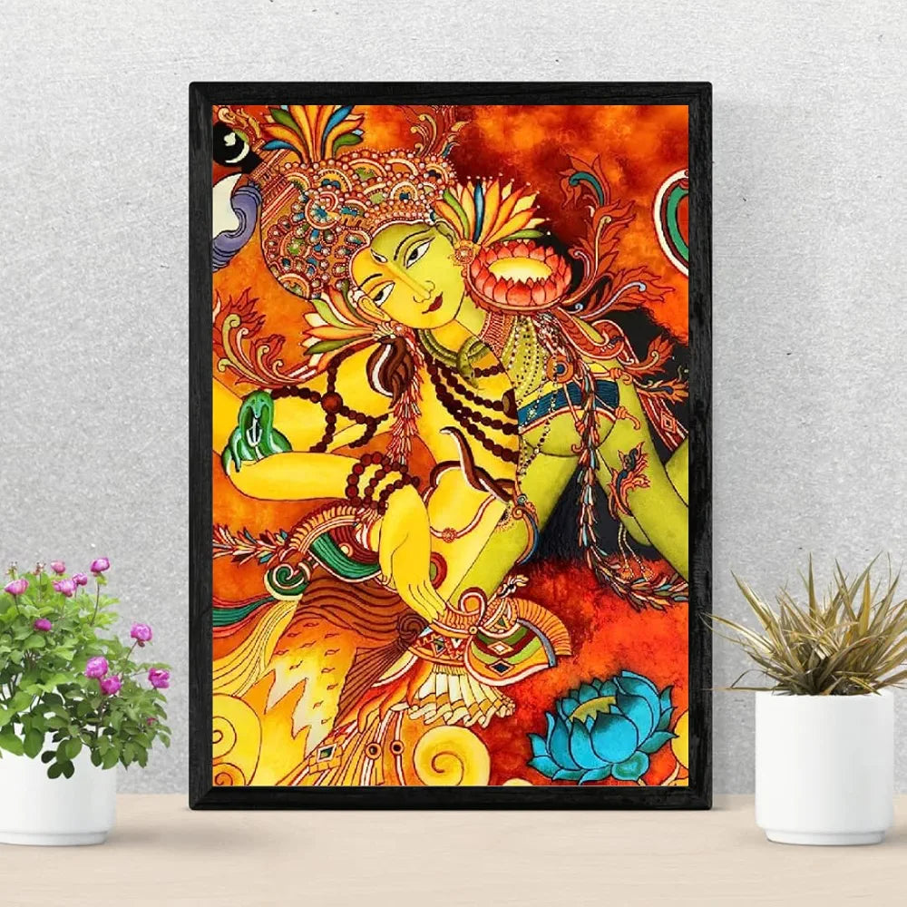 TULIP N TURTLE Mural Ardhanareeshvara Diy Acrylic Paint By Number Kit For Beginner Number Painting Kit Painting By Number. Wall Decoration Diy Painting Kit,Multi-Coloured