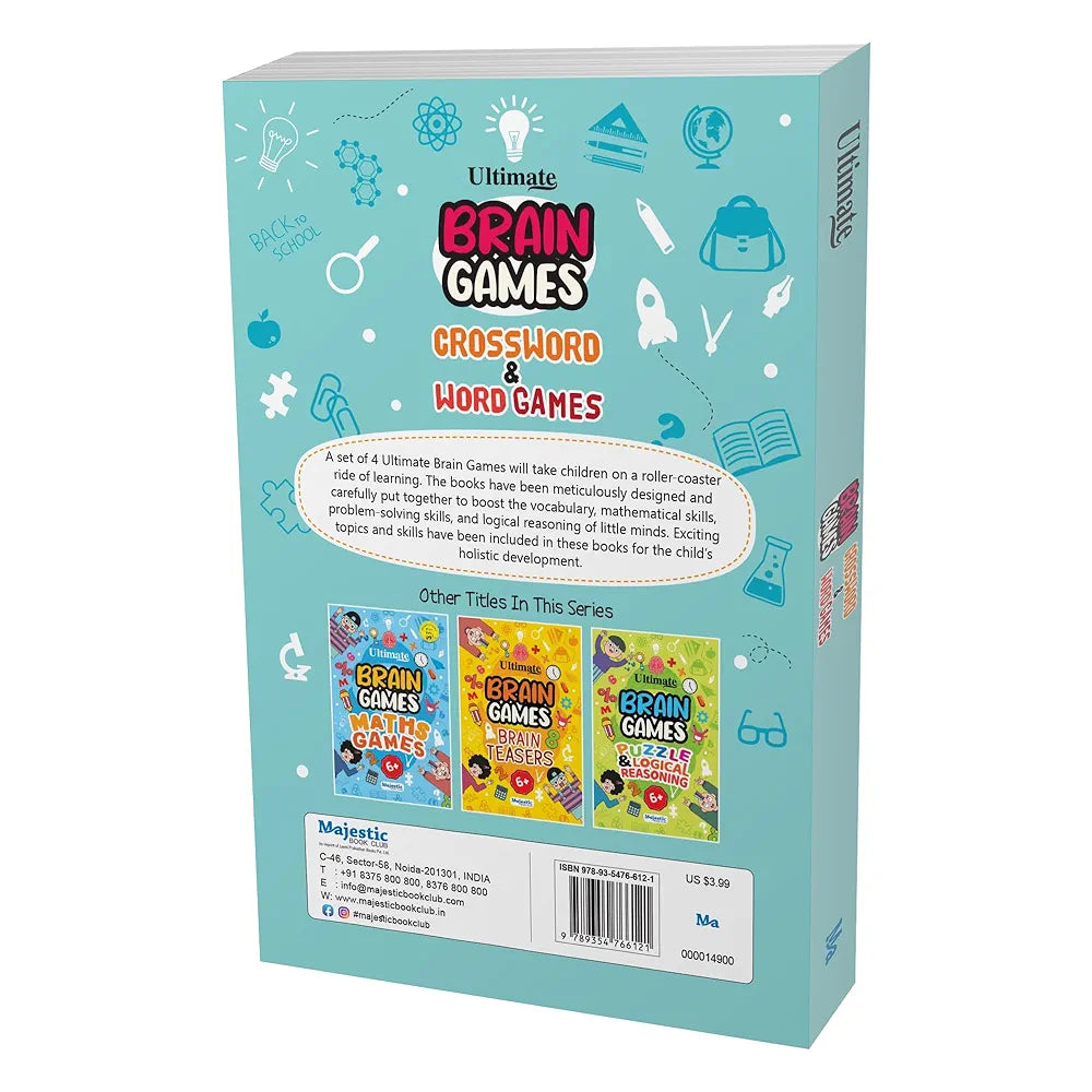Crossword & Word Games for Kids - Ultimate Brain Games: 120+ Fun Word Puzzles to Improve Vocabulary and Spelling - | The Book Tree Books
