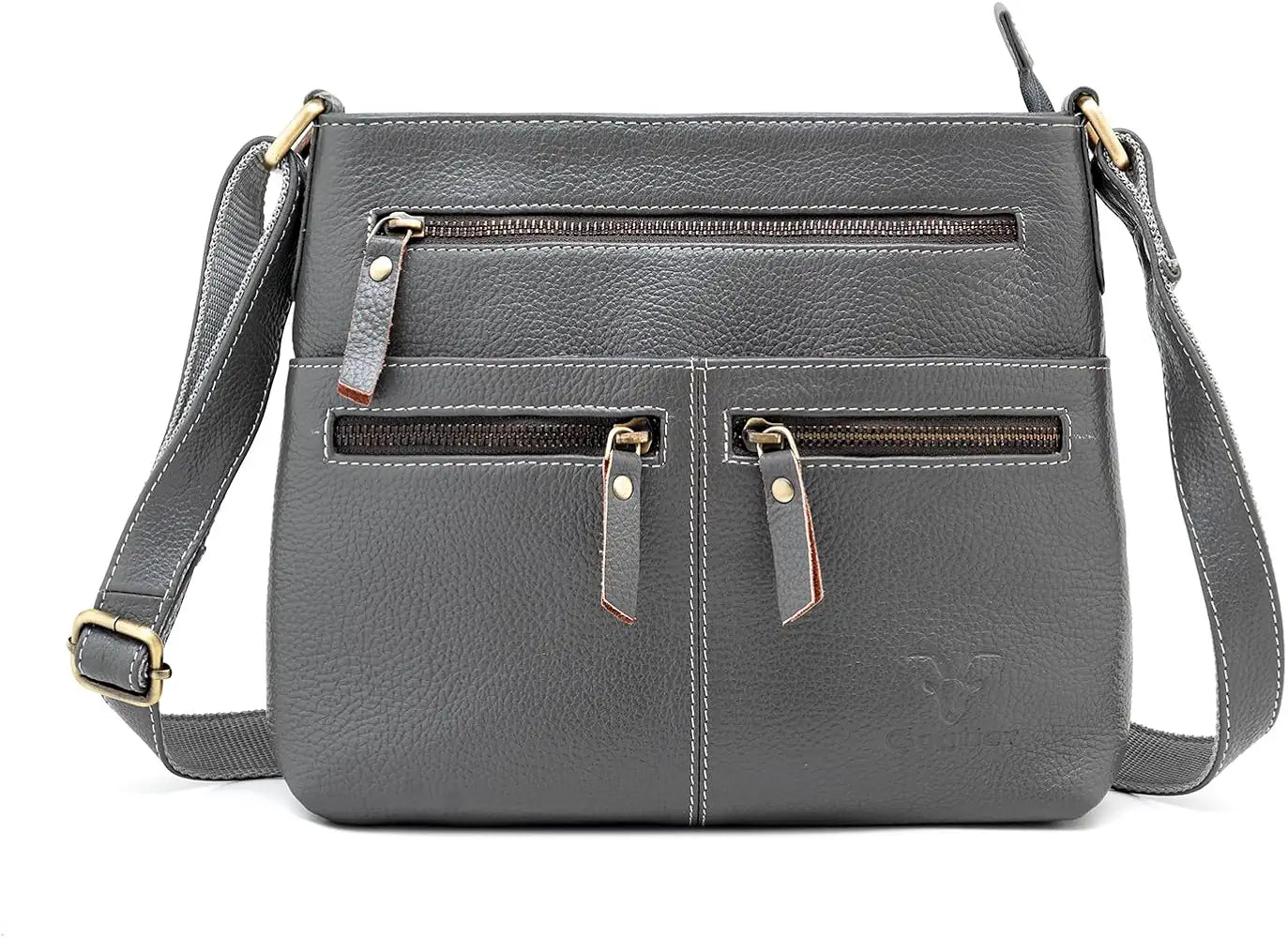 Goatter Genuine Soft Leather Multi Pocket 10" Inch Sling Cross-BodyBag for Girls And Women,