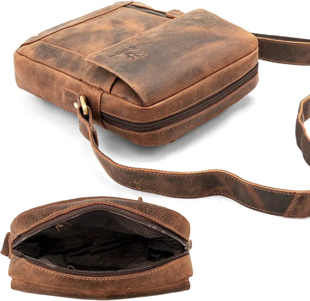 Goatter Genuine Leather 9.5" Inch Sling Messenger Bag For Men