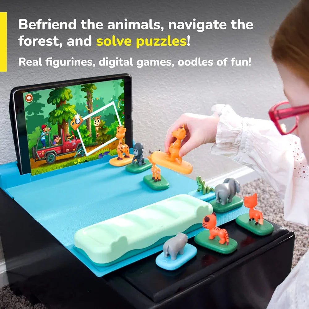 Shifu Play Plugo Animals Safari Ar-Powered Stem Toy For Kids With Rainforest, Zoo Animal Figurines -Boost Problem-Solving Skills With 3 Games, 100+ Levels, Educational Fun Learning Puzzle