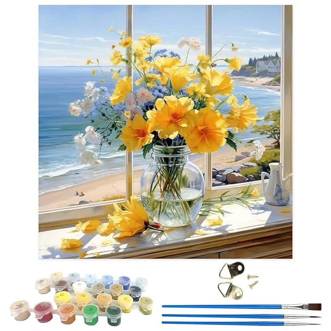 Hasthip Diy Oil Painting Paint By Numbers For Adults And Kids Gift Kits Pre-printed Canvas Beginner 16X20 Inch Multicolour