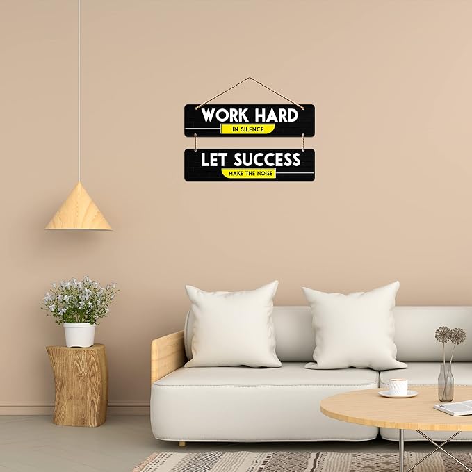 Artvibes Work Hard Motivational Quote Wall Hanger for Home Decor | Office | Set of 2