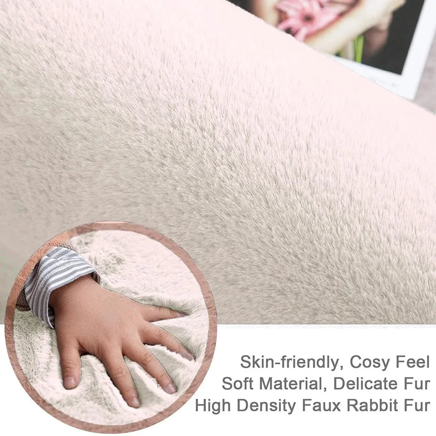 Luxe Home International Rectangular Bath Mat Super Soft Anti Skid Rabbit Fur Bathroom Mats Colour Skin