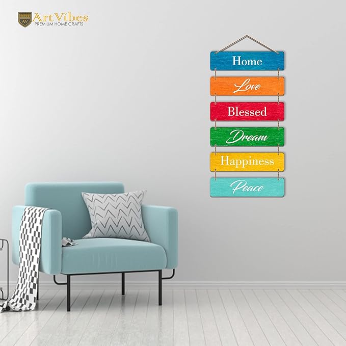 Artvibes Decorative Wall Hanging Wooden Art Decoration Item for Living Room | Set of 6
