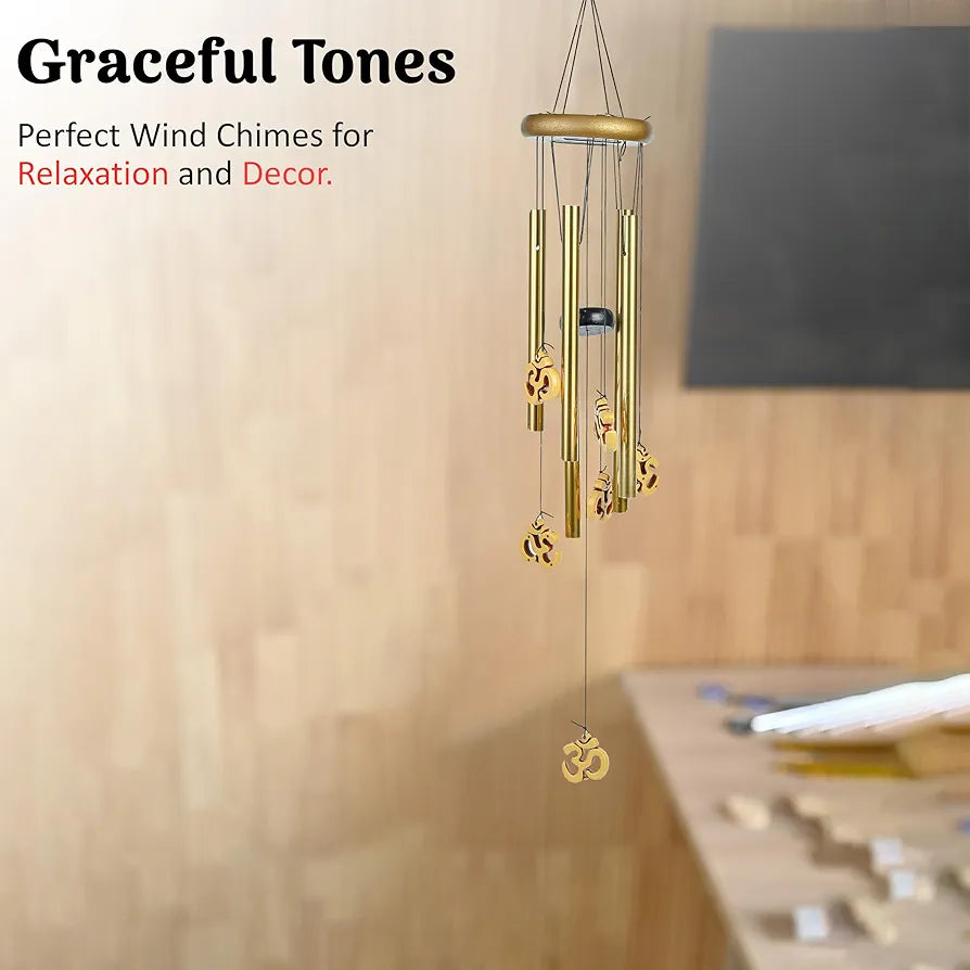 Wind Chimes for Balcony Stylish Hanging Bells Om 5-Pipe Wind Chime -012