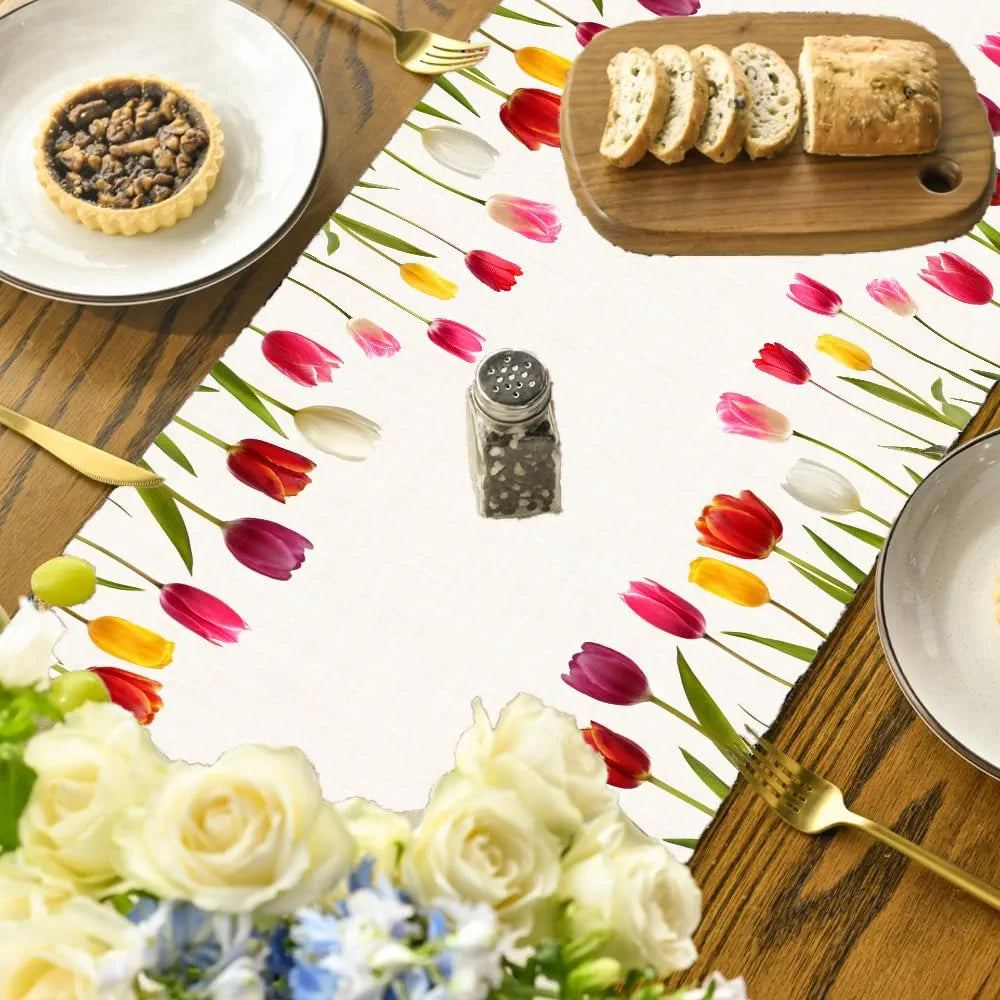 Ishro Home Premium Table Runner Colour Blooming Tulip