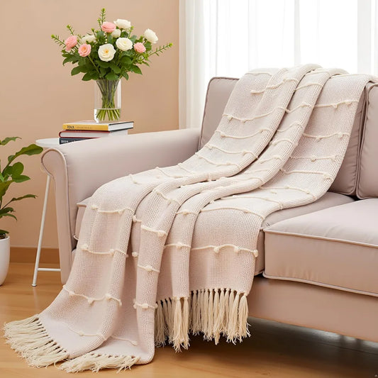 Sajavat Home Hand-Knitted Pure Cotton 3 Seater Sofa Throw Colour Summer Pink