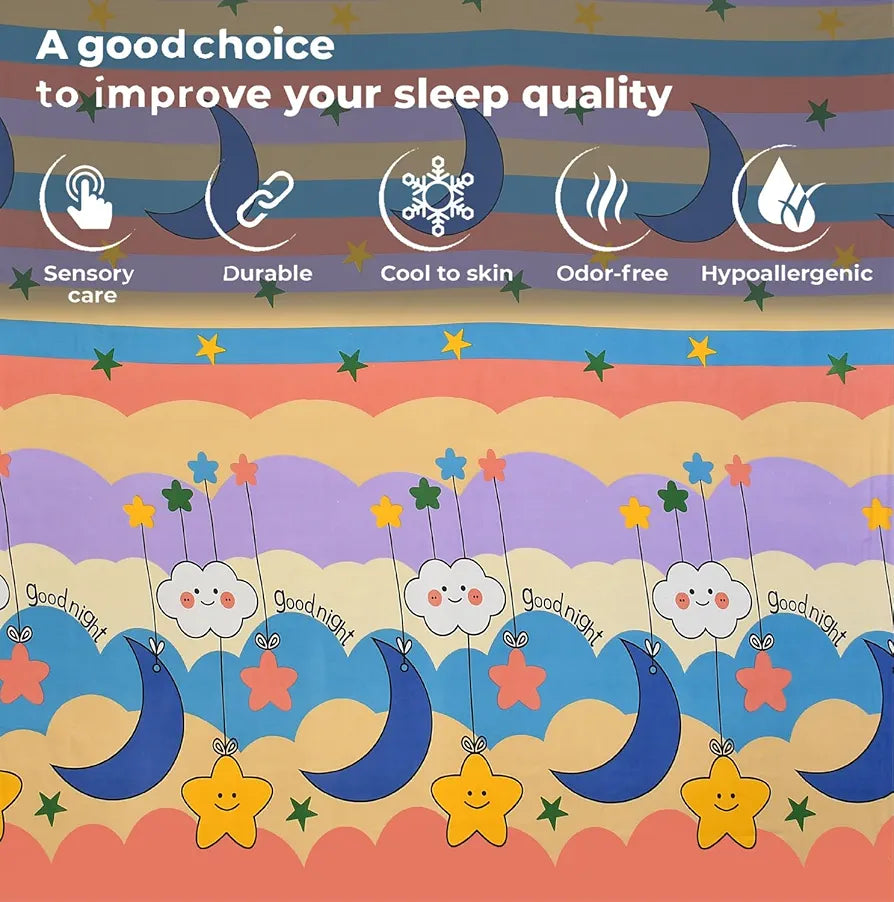 Fresh From Loom Wrinkle Free Glace Animal Print Cotton Bedsheet For Kids With Two Pillow Cover Multicolor 144 Tc Gud Night Multi Color