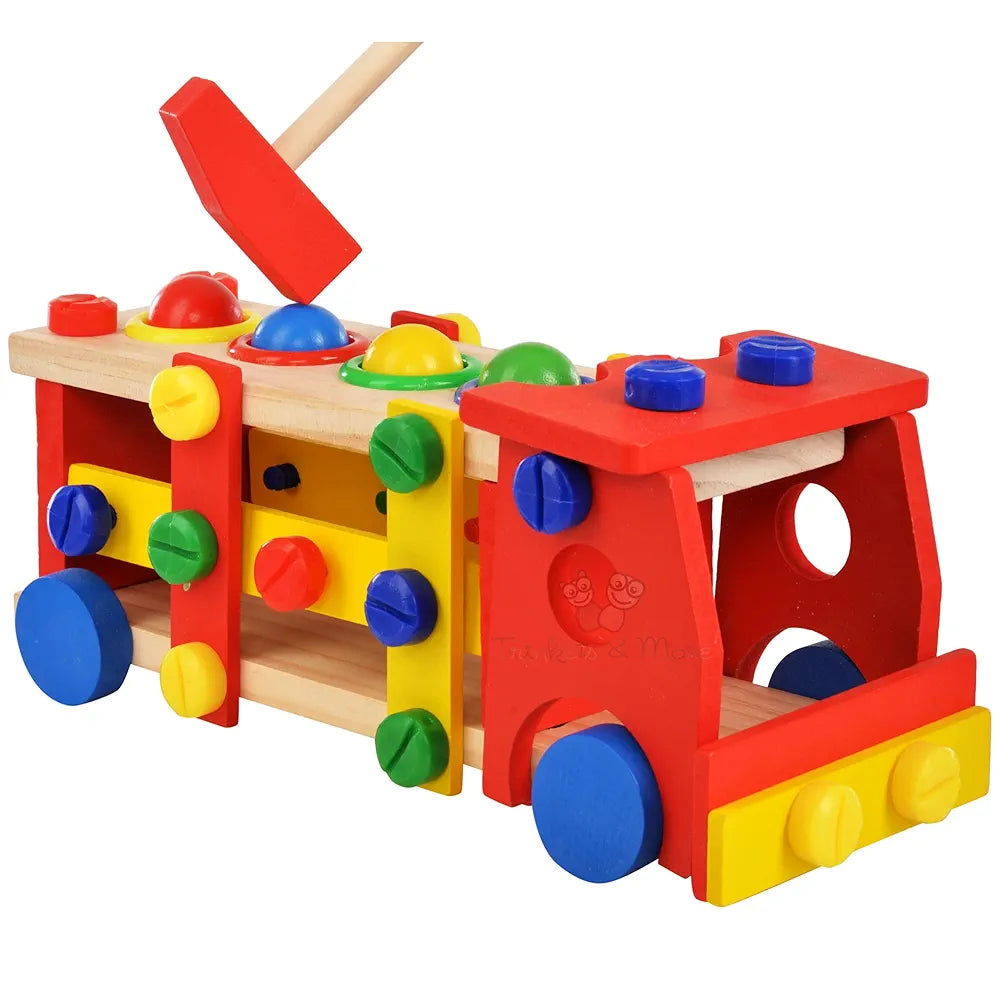 Trinkets & More - 2 in 1 DIY Screw Car Vehicle Hammer Ball | Reassembly Multifunction Building Blocks | Knock Tinker Toy | Educational Toy Kids 3+Years