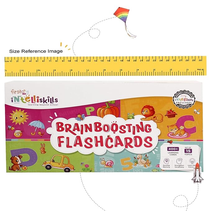Firstcry Intelliskills Premium 15-in-1 Brain Boosting Non-tearable Flash Cards for Kids | 190 Cards | Montessori Education Toy for Toddlers