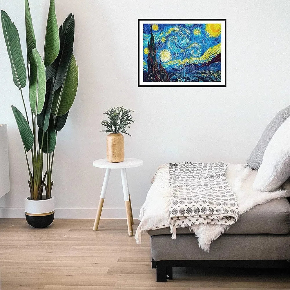 HASTHIP Diamond Painting Kit, 5D Diamond Painting Kit, The Starry Night By Master Van Gogh, Rhinestone Extremely Shiny Diamond Painting Art, Abstract Style Room Decoration