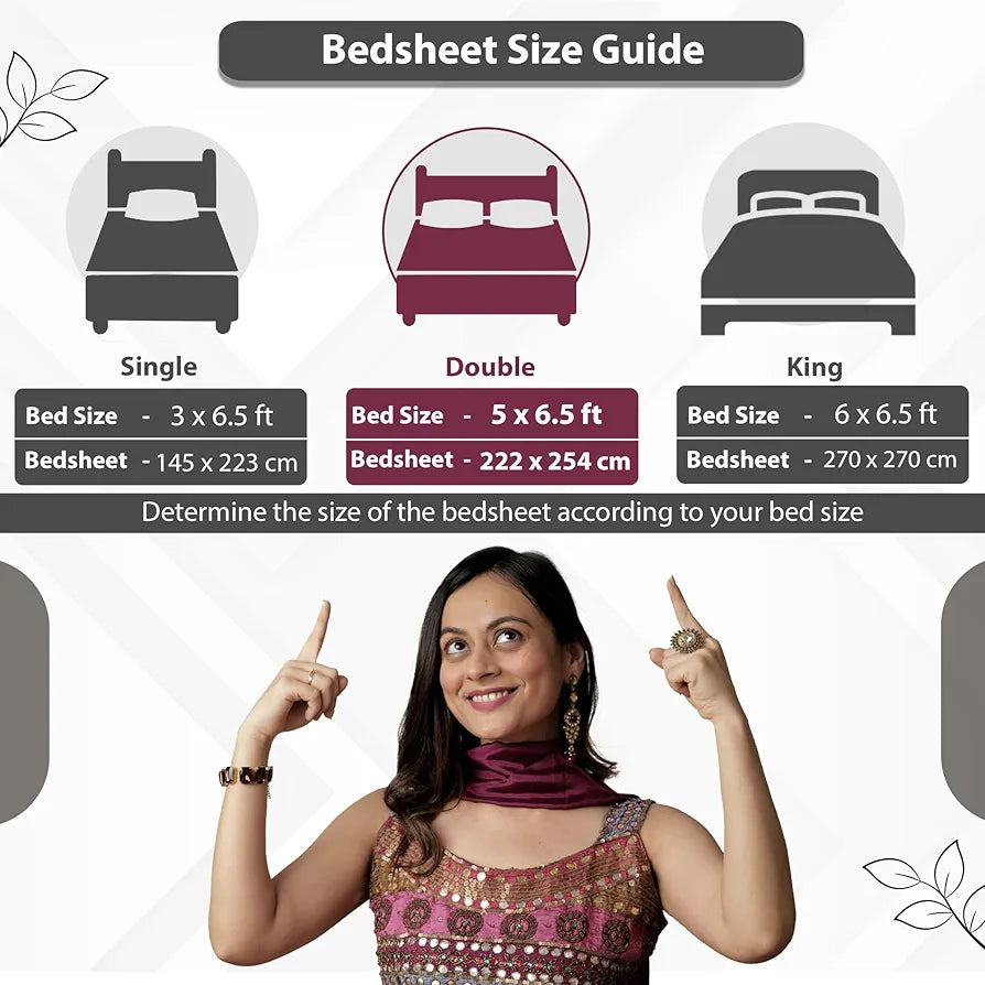 Divine Casa - 144 TC Super Soft 100% Cotton Bedsheet for Double Bed 144 Thread Count Colour Lime Grey