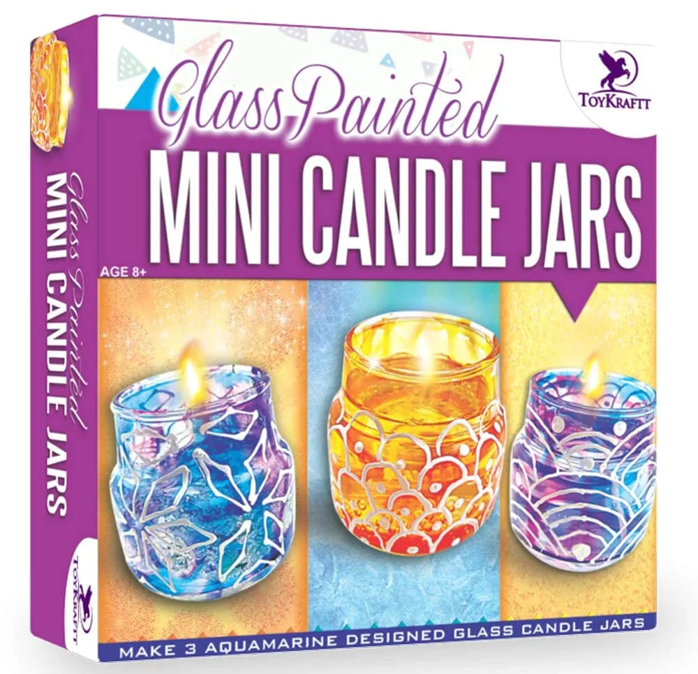 TOYKRAFTT Art and Craft Activity Kit for 8 to 15 Year Olds, Glass Painting Candle Making Kit, Gift for Kids - Glass Painted Mini Candle Jars