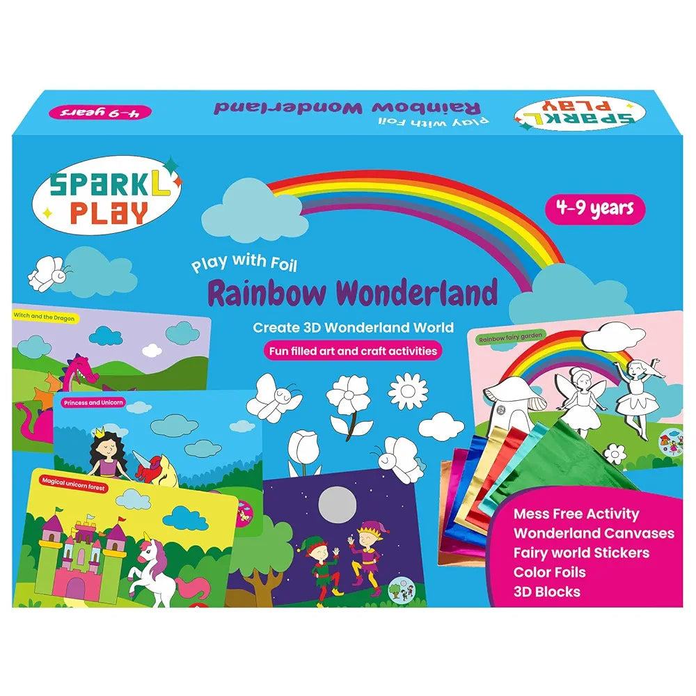 SparkLPlay Art and Craft Kit. Toys for Girls,Foil Fun Activity,Birthday Gift for Girls Ages 4 to 9,Craft Boards 6, Sticker Pages 6, Color Foils 40+, Stickers 190+. DIY Craft. , Multicolor