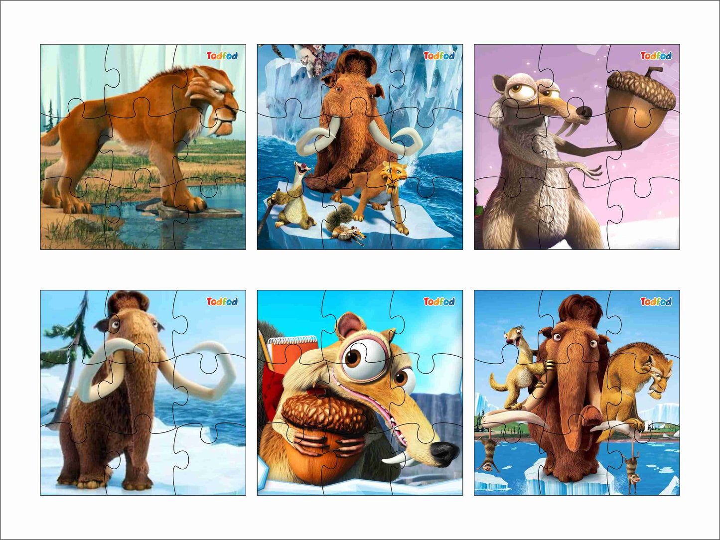 Wooden Jigsaw Puzzles - Ice Age & Friends Anime Cartoon Characters