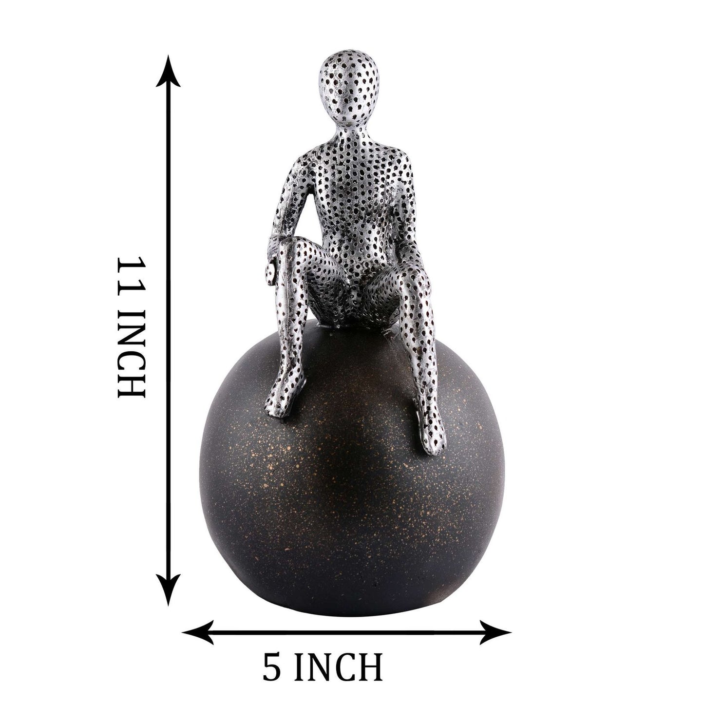 Men Sitting on Ball Showpiece for Home Decor Showpiece, Atlas Sculpture for Office Table Décor multicolour
