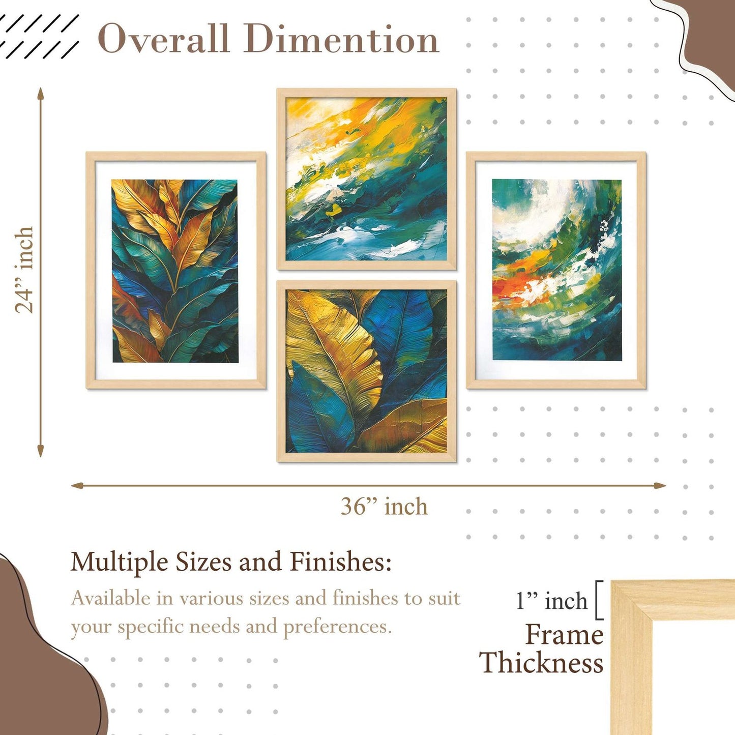 SET OF 4 DIGITAL WALL PAINTING