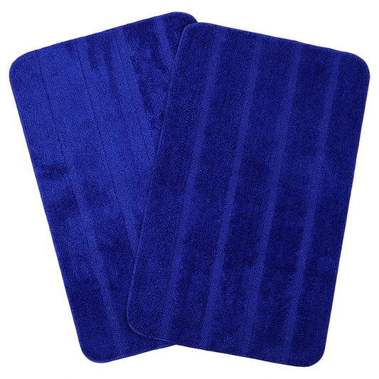 Saral Home Microfiber Soft Anti Slip Water Absorbent Door Mat Colour Blue (Pack Of 2)