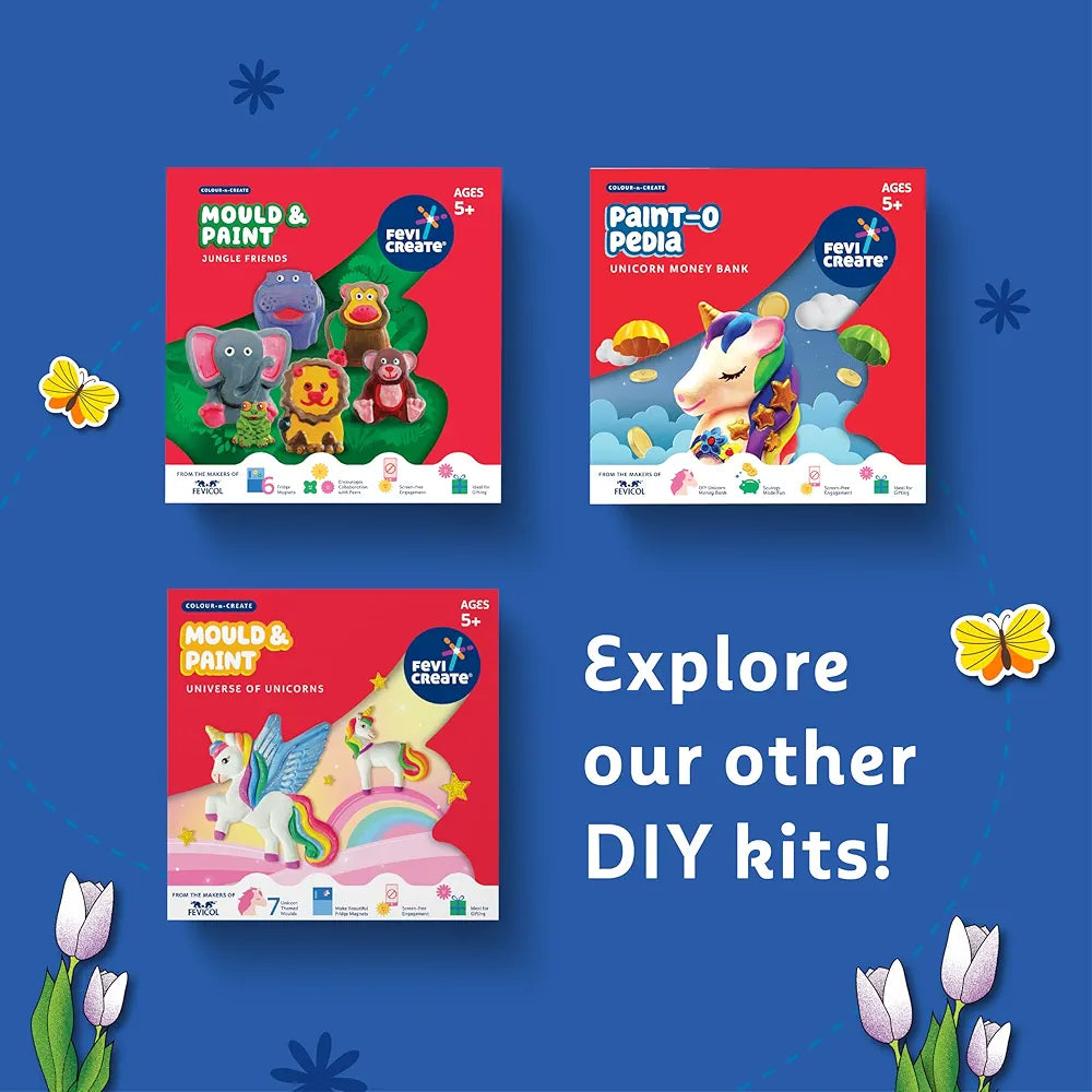 Fevicreate Sand Art Butterflies Art & Craft Kit | Includes Butterfly Templates, Multi-Coloured Sand, Magnet Strip, Spatula & More | by Fevicol | Best Gift for Boys & Girls Age 5+ | Return Gift