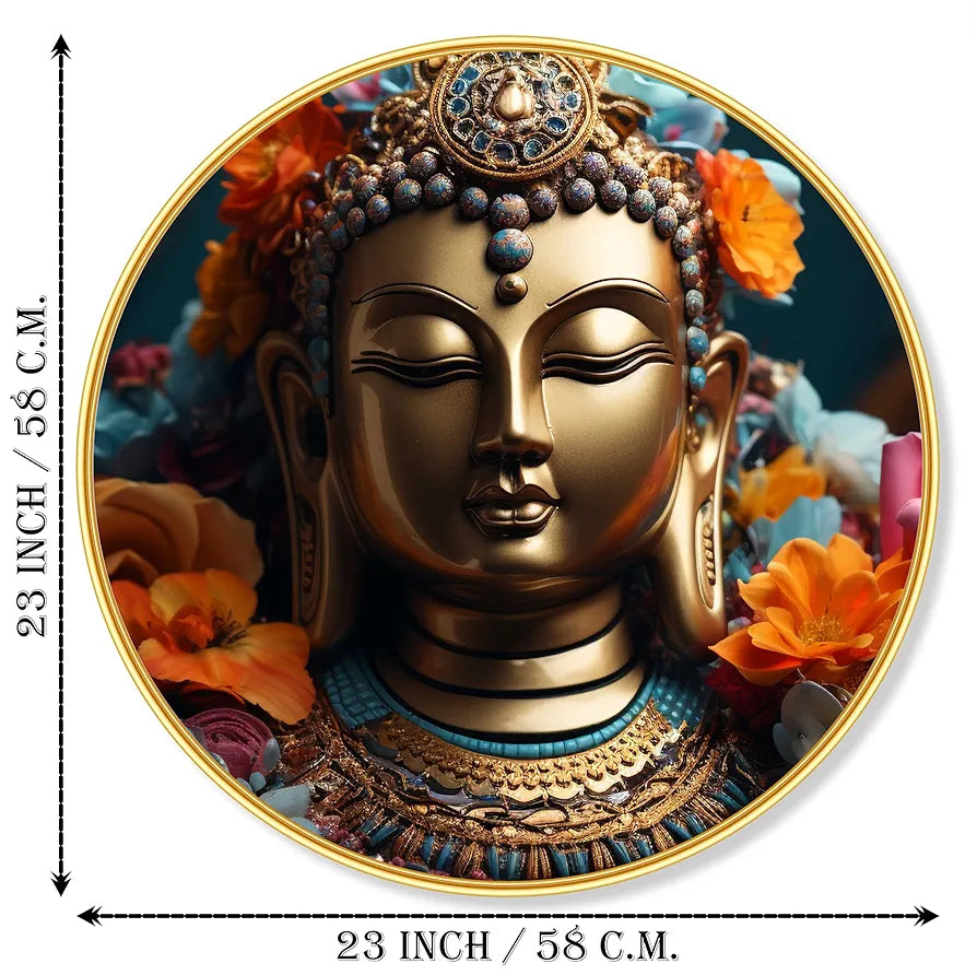 Livin'luxe Paintings Buddha Religious Modern Art Premium Sparkle Lamination Golden GR-96