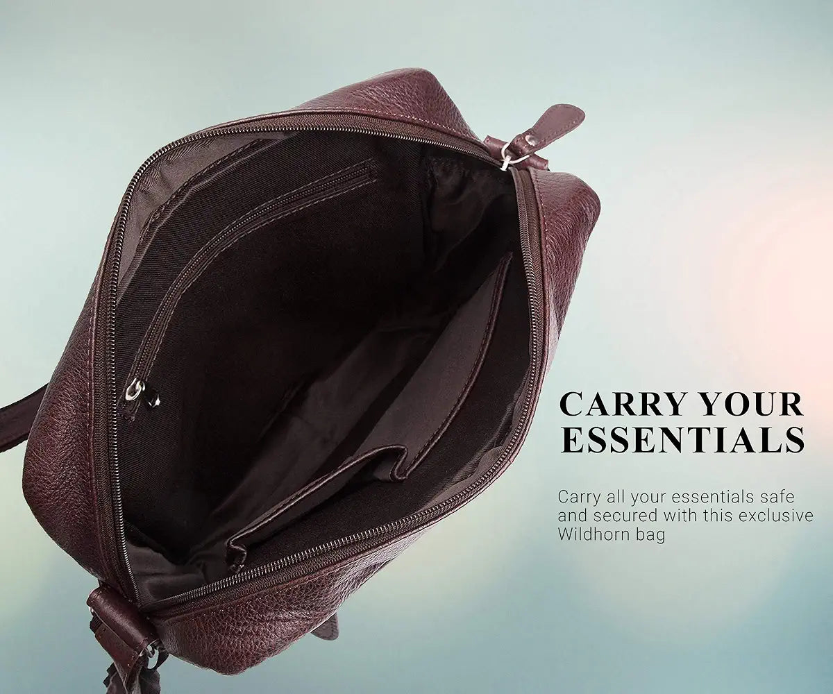 WildHorn Urban Edge Leather Sling Messenger Bag for Men I Dimension: L- 11 inch H- 12.5 inch W- 2.5 inch