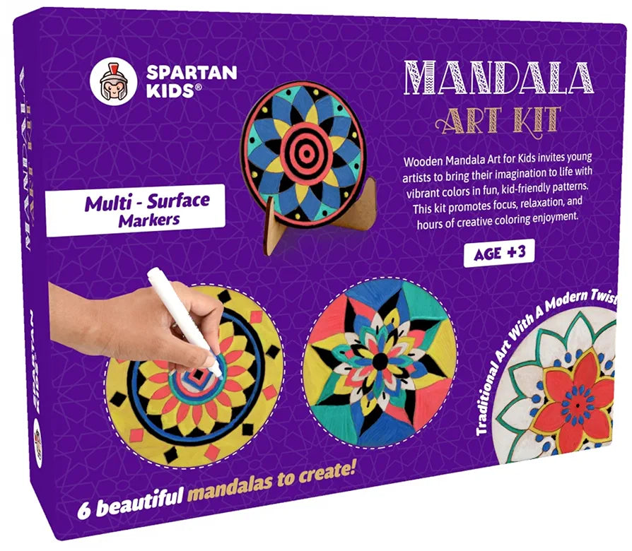 SPARTAN KIDSยฎ Mandala Art Kit Age 3+ | Create 6 Beautiful Mandalas | Art Kit with Mandala Drawing for Kids 6-12 & Craft Kit for Girls 9-12 | Mandala Art Kit for Adults