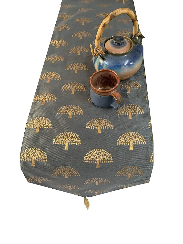 Pink Parrot-designer Jute Silk Table Runner Colour Pink