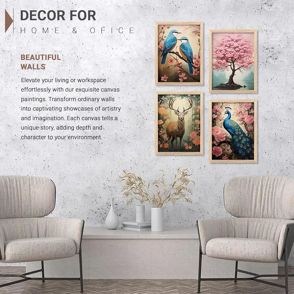 Kotart Peacock Digital Painting for Kitchen Restaurant Cafe Wall Decoration Set of 6 I