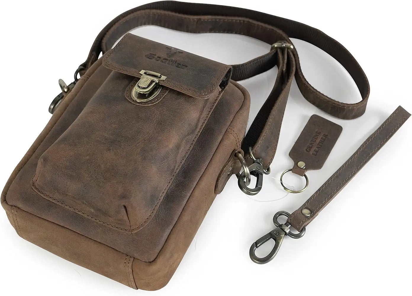 Goatter Genuine Leather Unisex Sling Cross-BodyBag Messenger Bag
