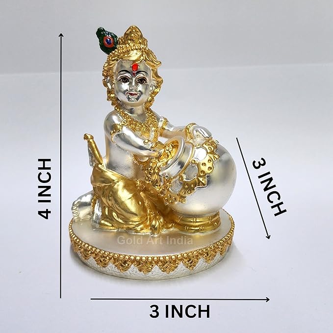 Gold Art India Makhan Krishna Krishna Idol for Home Decor Laddu Gopal murti for Gifting
