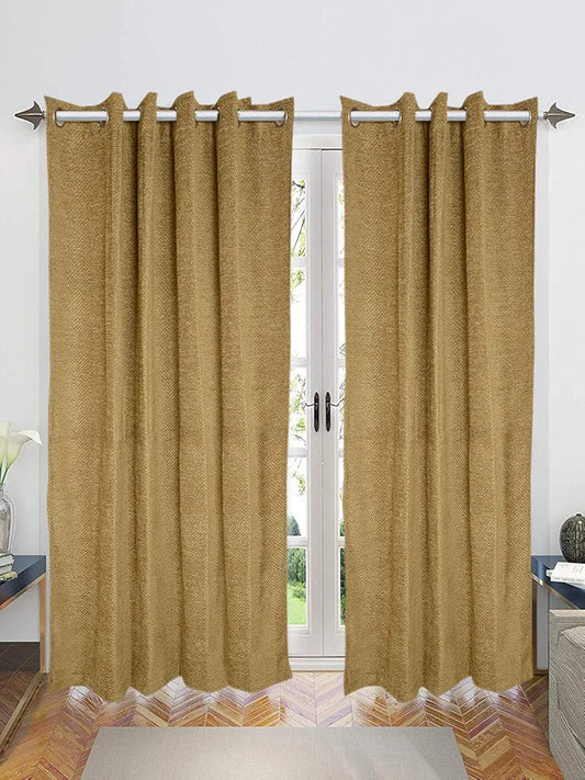 Saral Home Pacman Chenille Blackout Long Door Curtains 2pc Gold
