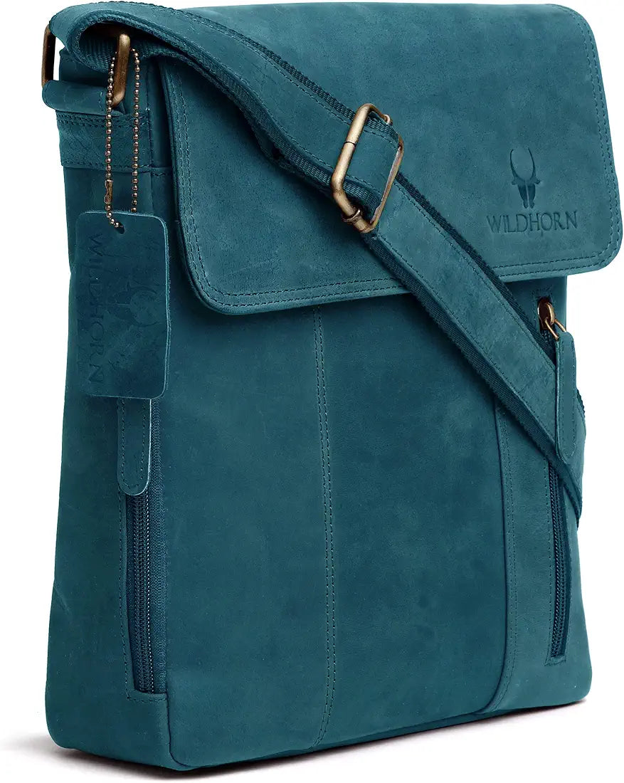 WildHorn Leather 11 inch Sling Messenger Bag for Men I Multipurpose Crossbody Bag I Travel Bag with Adjustable Strap
