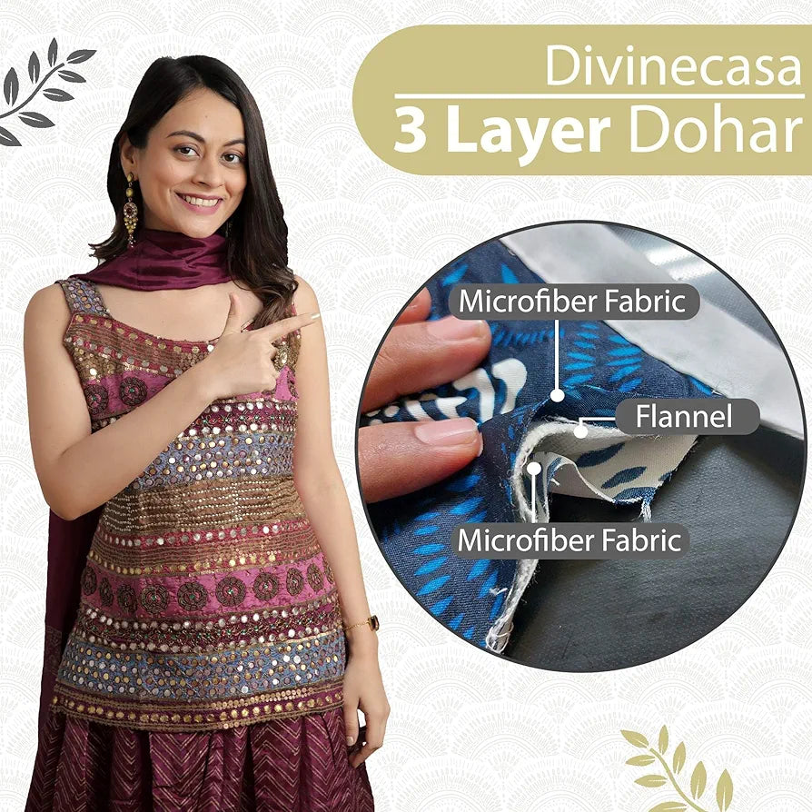 Divine Casa Microfibre 120 GSM Mild Winter Reversible Single Bed Dohar AC Blanket TC - 120 Colour Amber Green