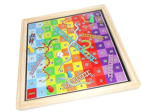 Zudo Toys Ludo Snakes & Ladders Wooden Magnetic Board Game 2-Pack Two Game Set in One