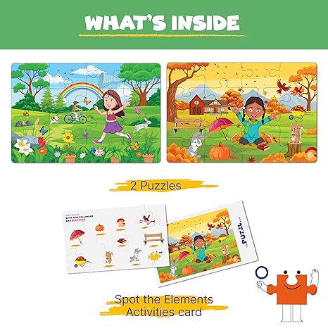 The Puzzl Co - Set of 2 Seasons Jigsaw Puzzles Educational Toy for Kids for Boys & Girls