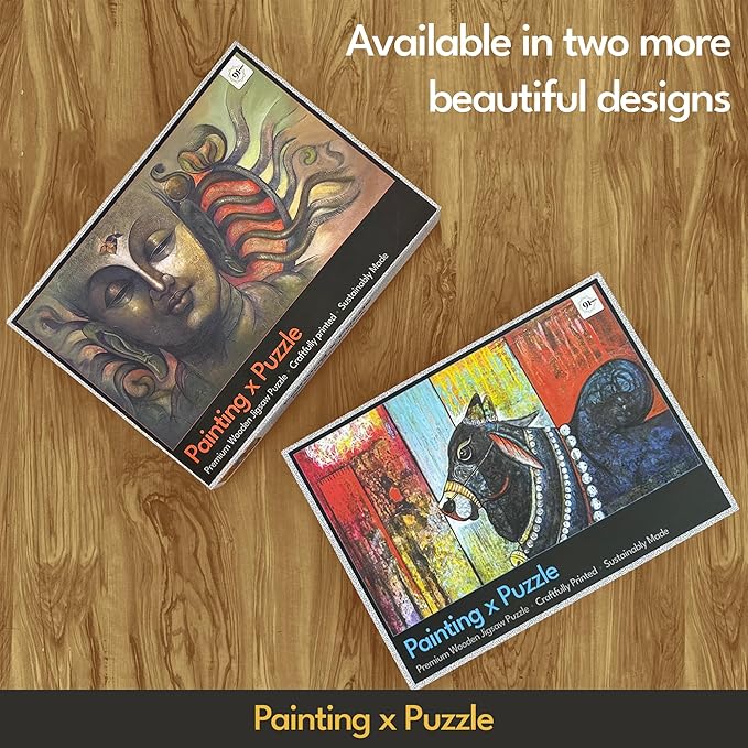 91knots Vishnu’s Abode 500 Pieces Premium Wooden Jigsaw Puzzle for Adults and Kids 12+ Years | Kerala Mural Indian Artwork Puzzle With Unique Cuts